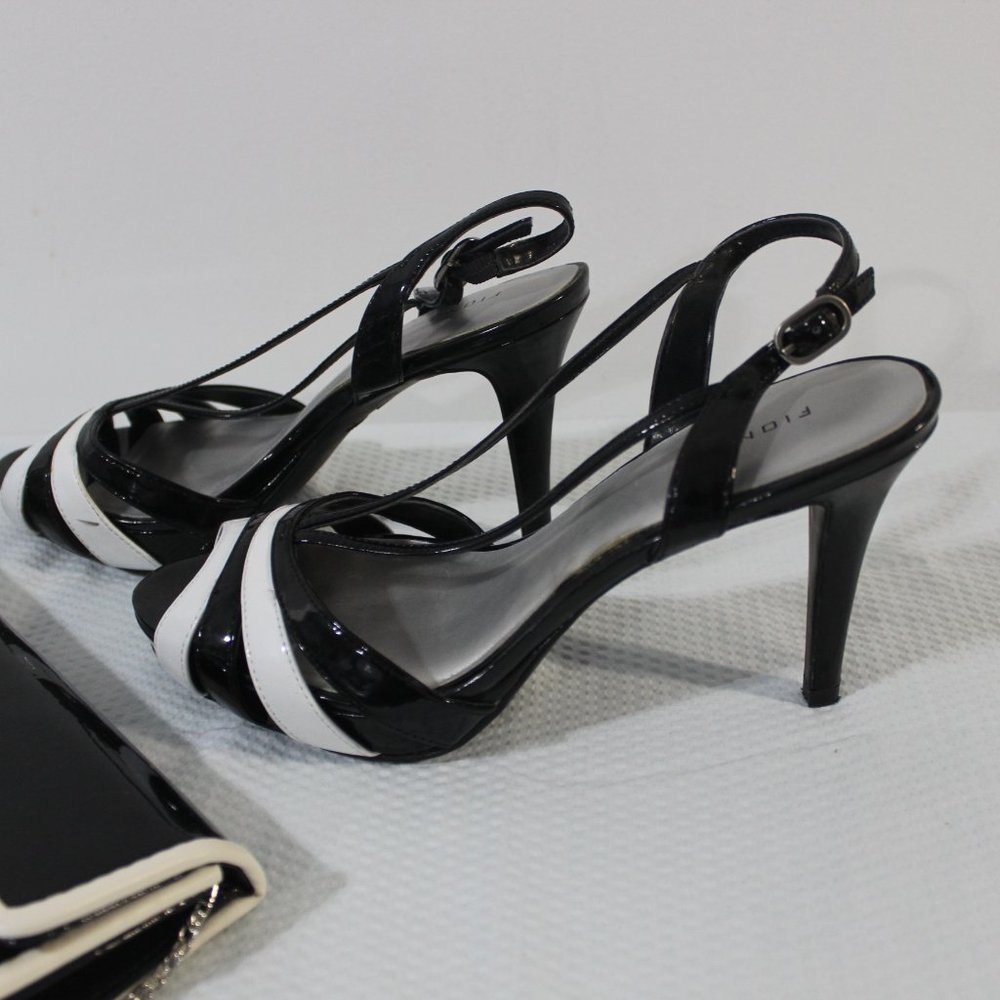 π€ Fioni Black White Patent Stiletto Heels Size 7 - Picture 9 of 11